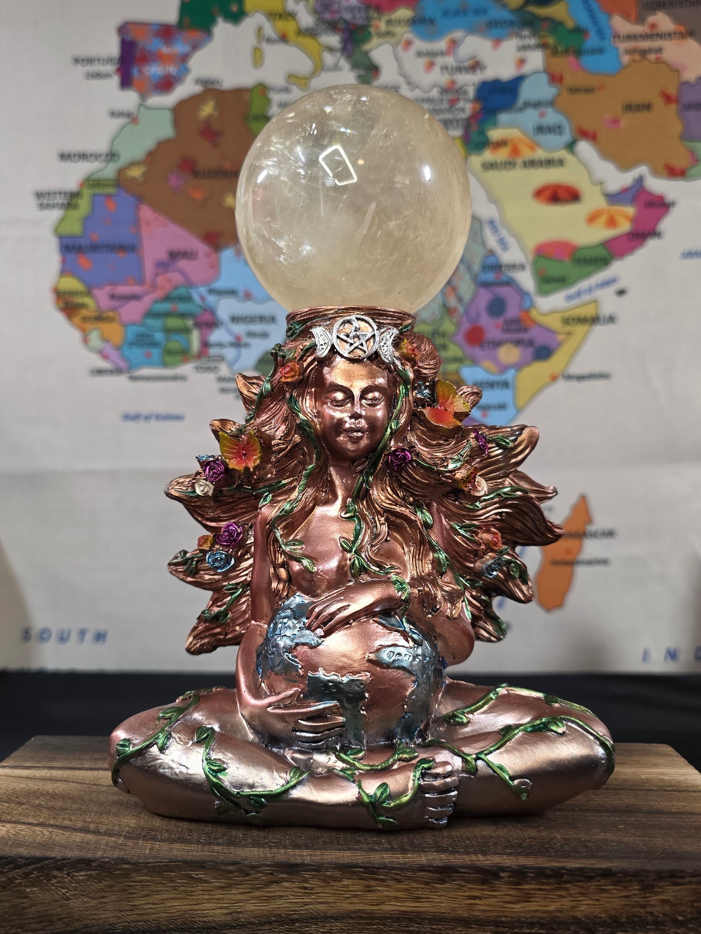 Resin Mother Earth Sphere Stand
