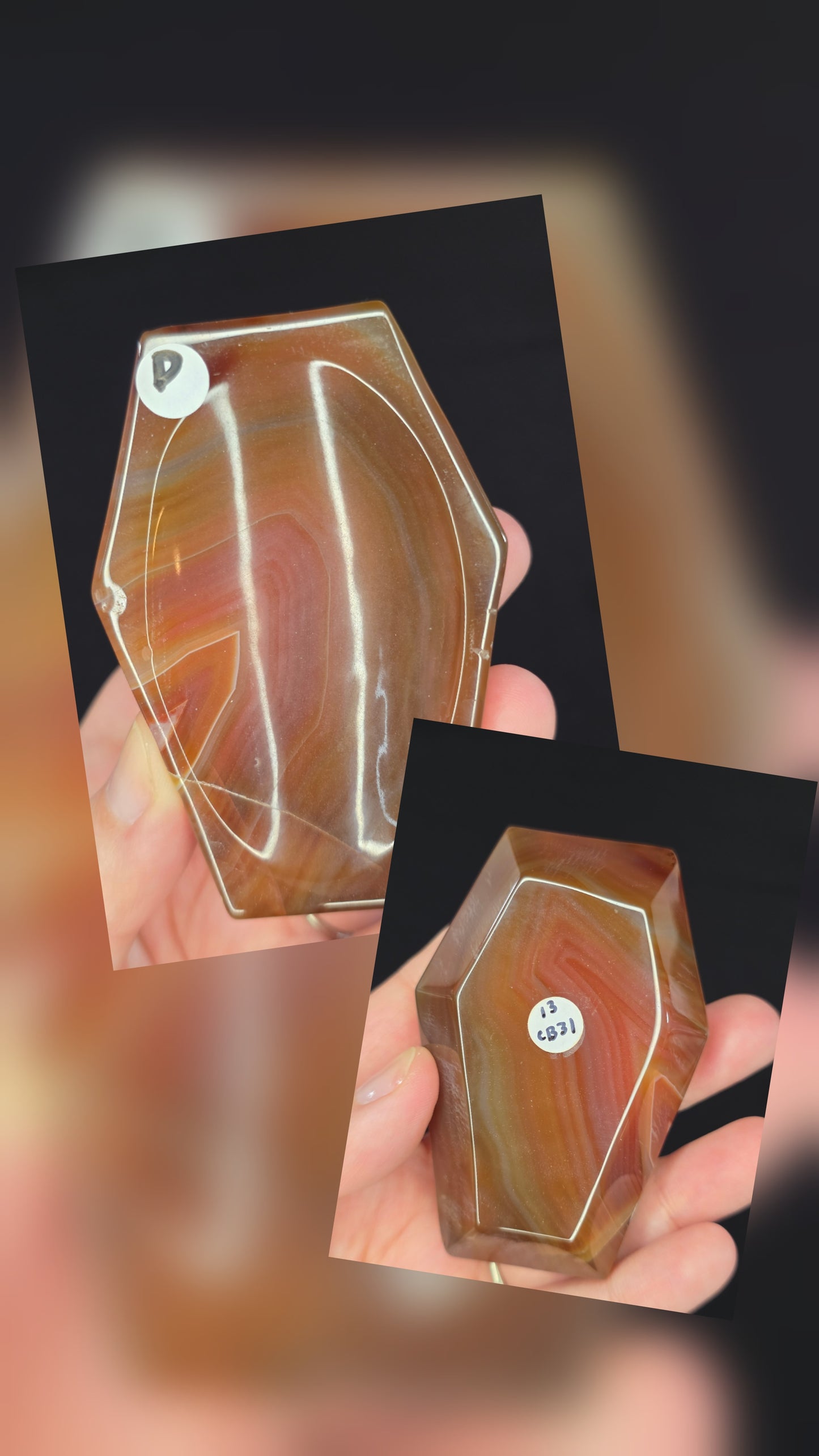 Banded Red Agate Coffin Bowl Carving