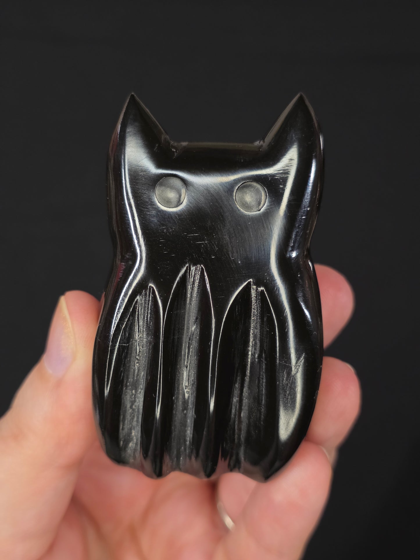 Black Marble Ghost Cat Carving