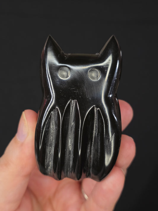 Black Marble Ghost Cat Carving