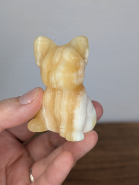 Orange Calcite Frenchie Carving (BF07)