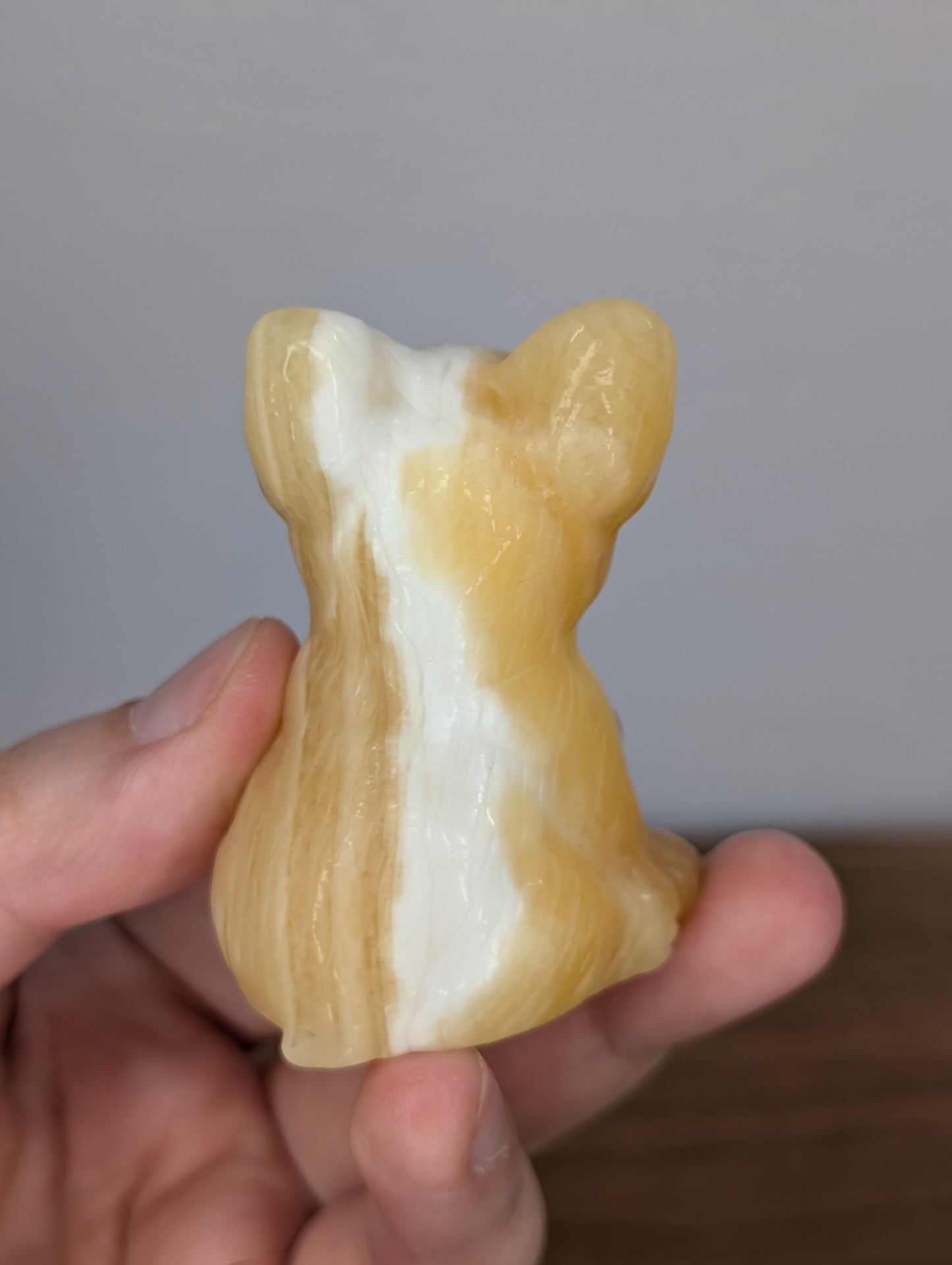 Orange Calcite Frenchie Carving (BF07)