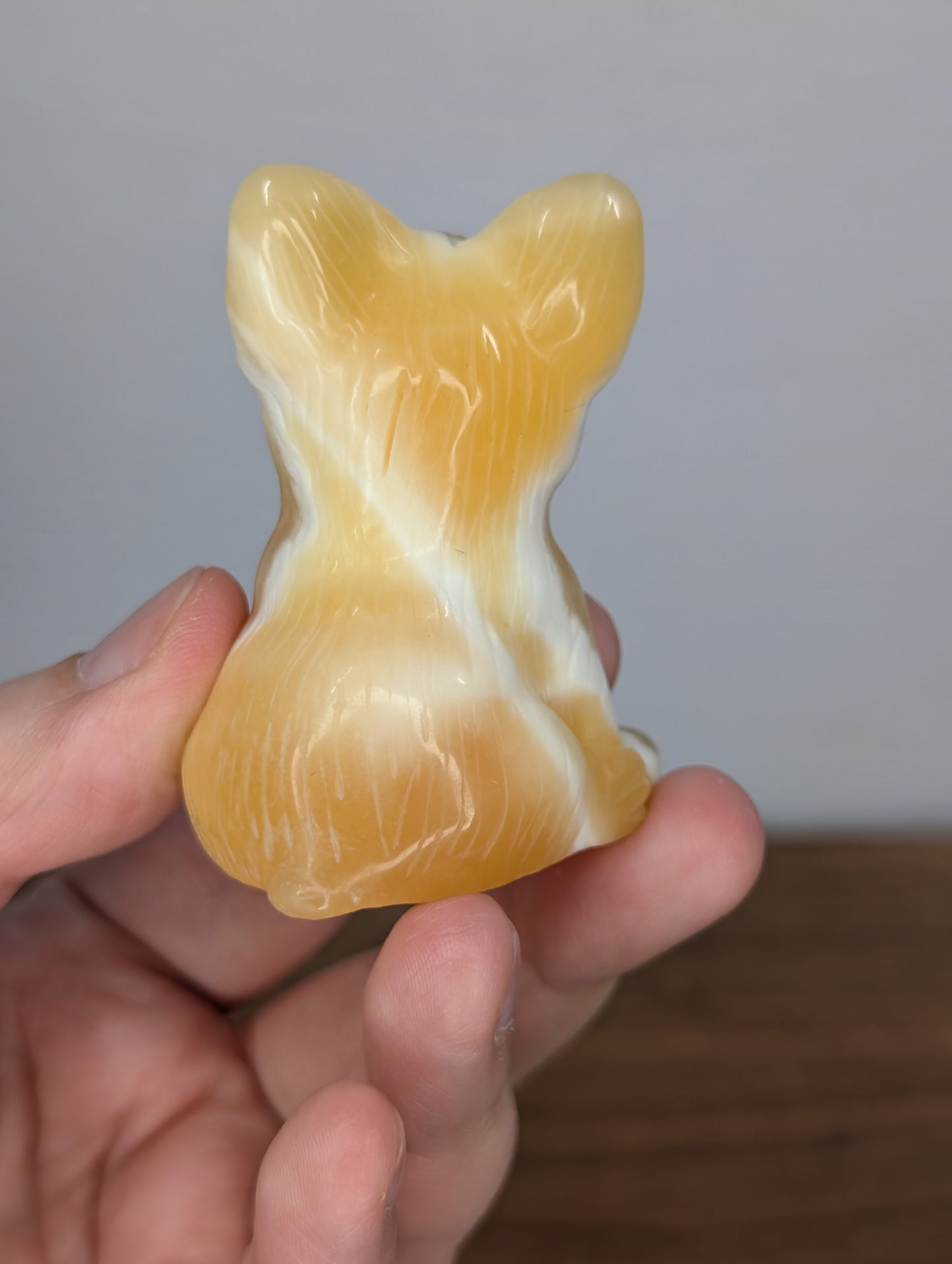 Orange Calcite Frenchie Carving (BF07)
