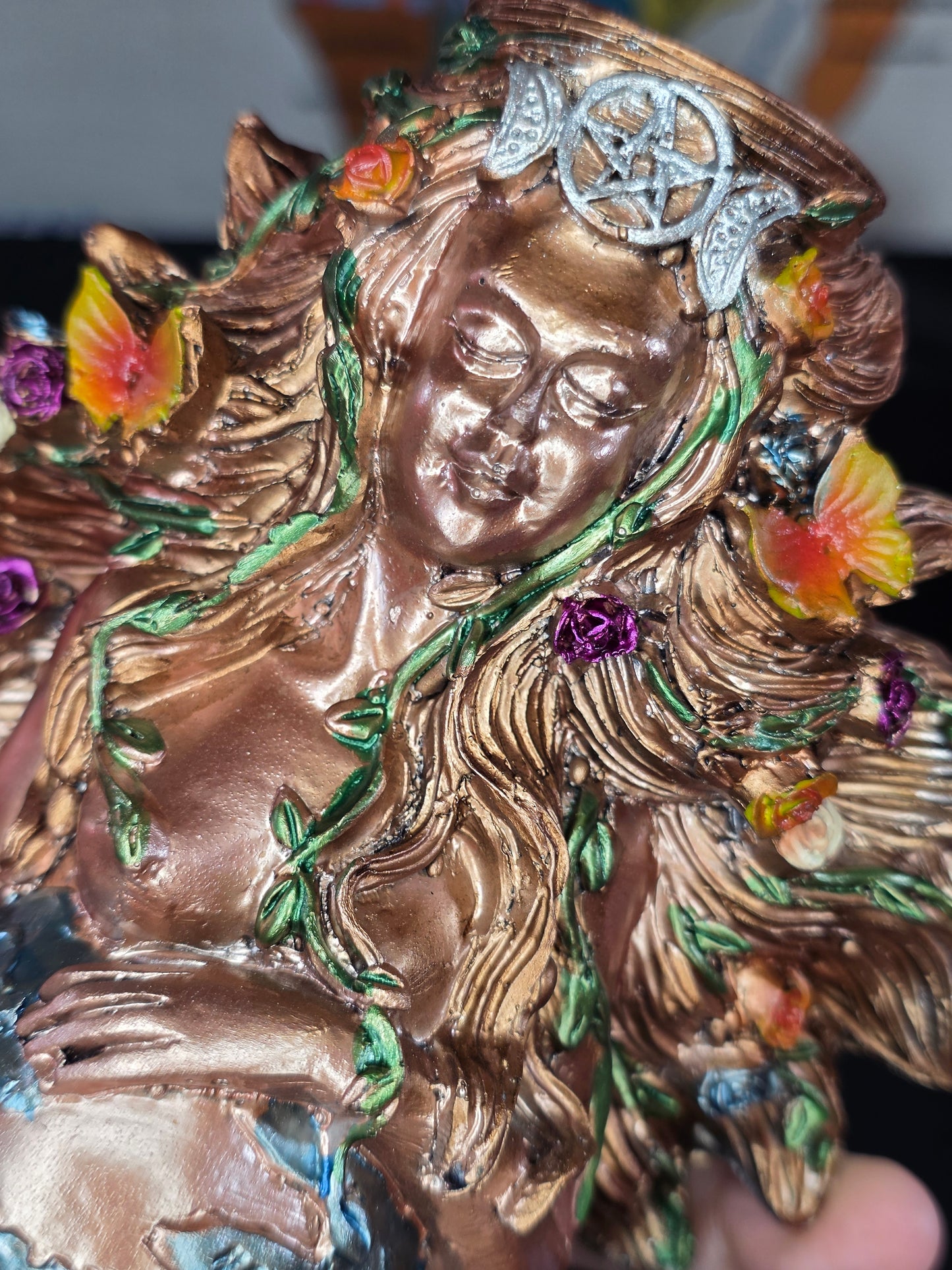 Resin Mother Earth Sphere Stand