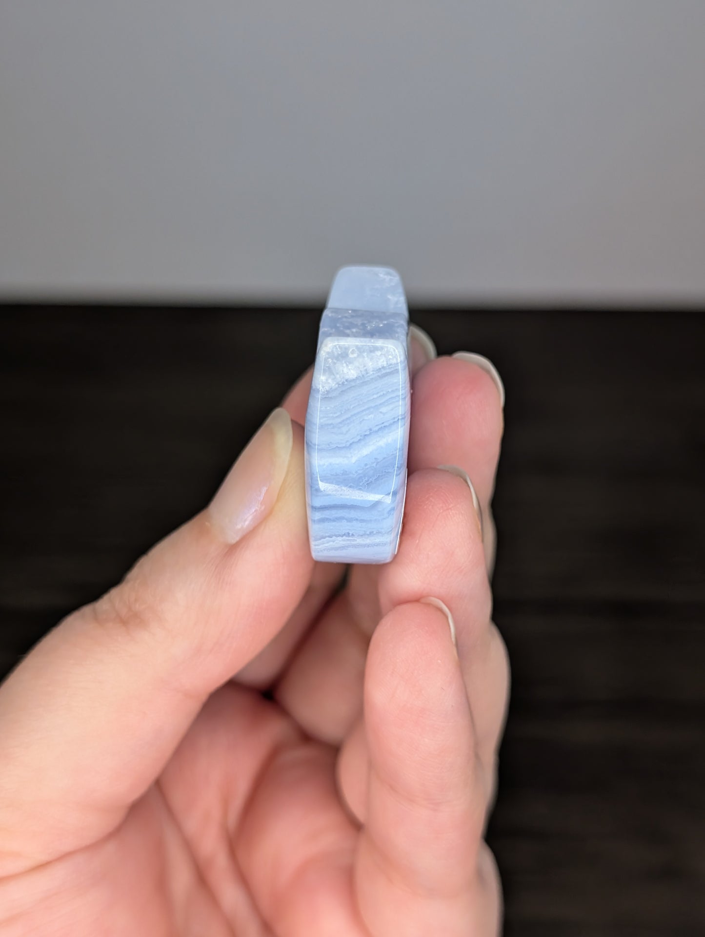 Blue Lace Agate Cat Head Carving