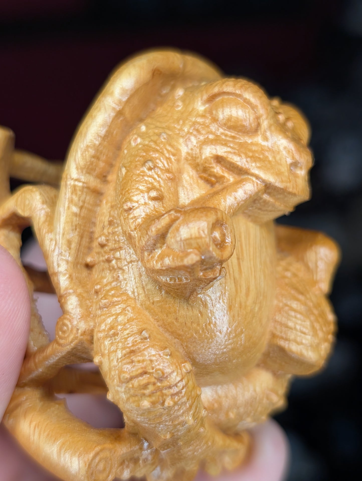 Wooden Toad in a Rocking Chair Carving