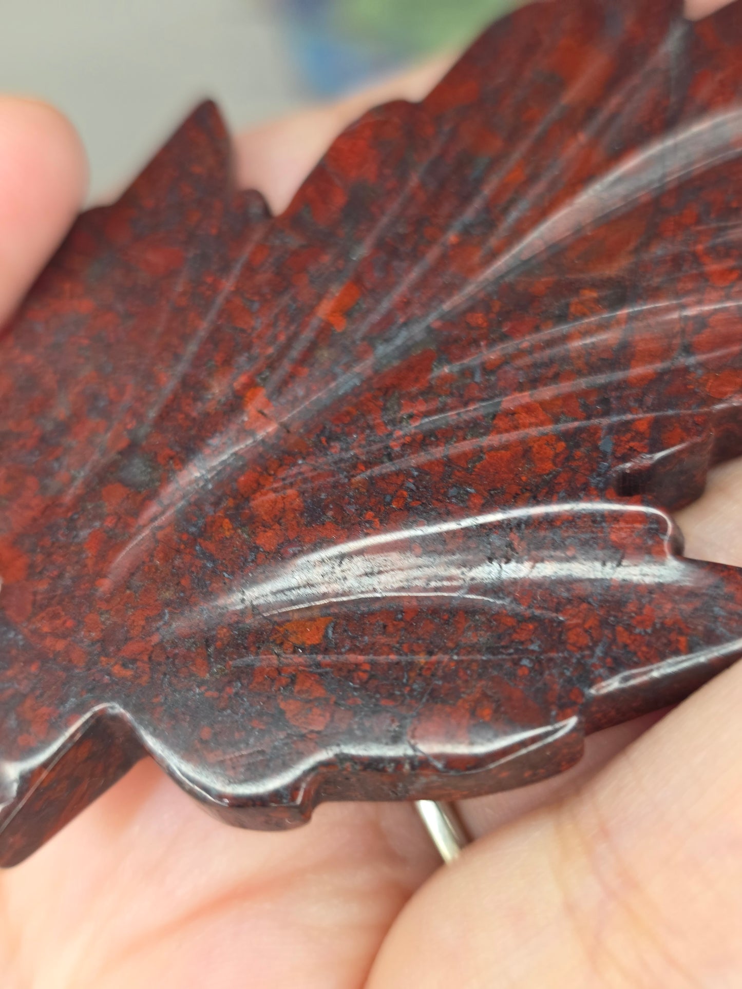 Brecciated Jasper Leaf Carving