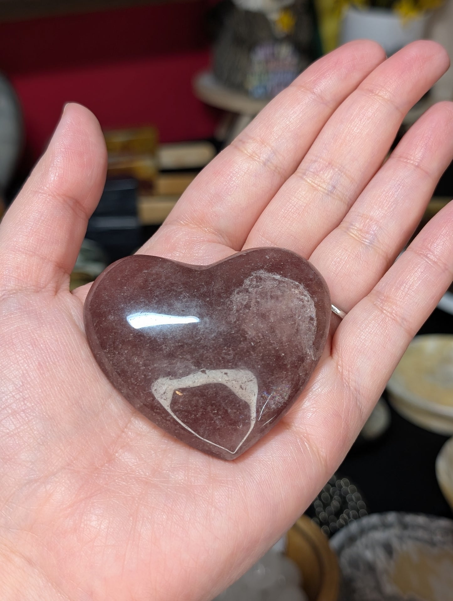 Strawberry Quartz Heart Carving