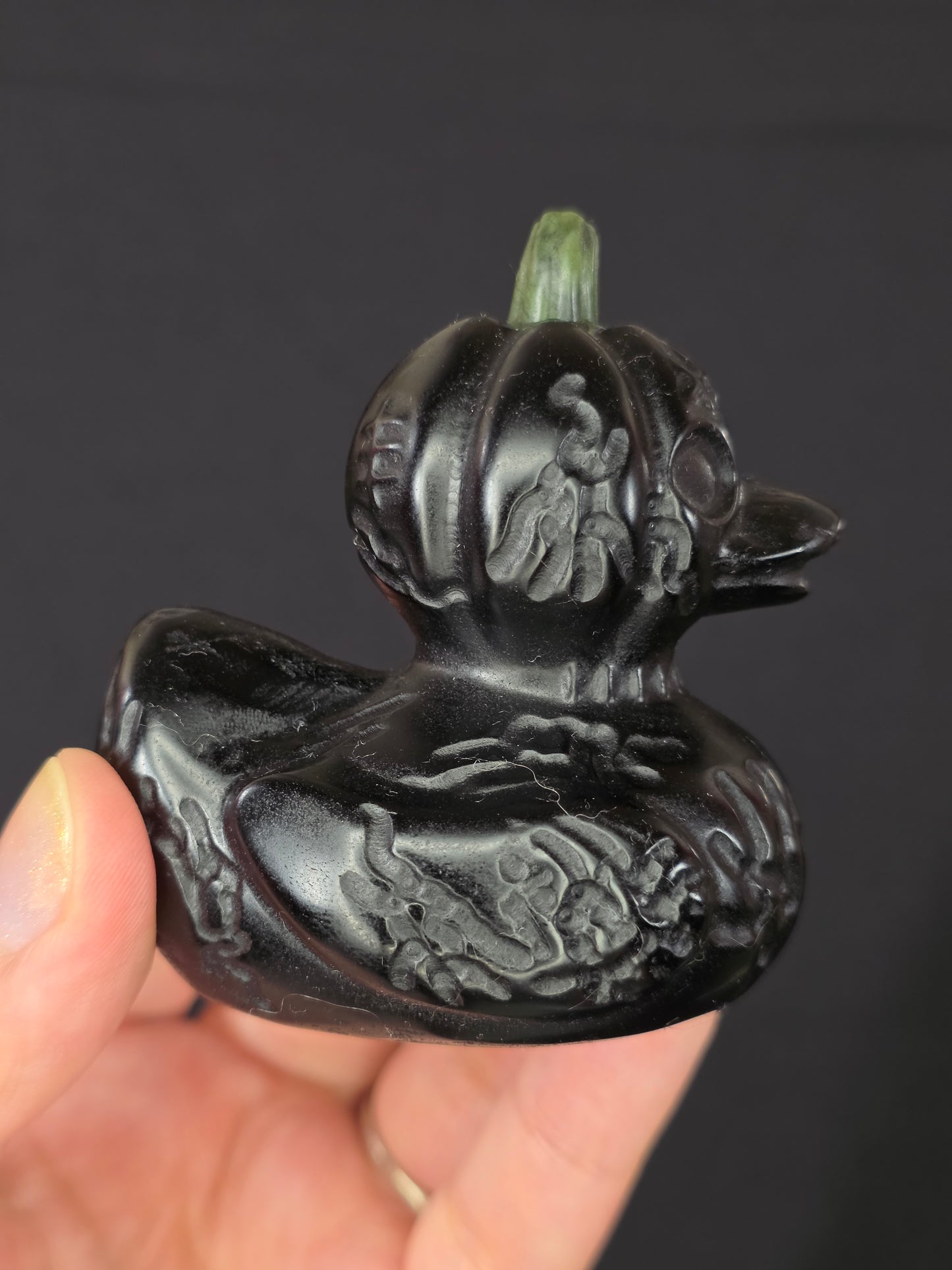 Black Obsidian Zombie Pumpkin Duck Carving