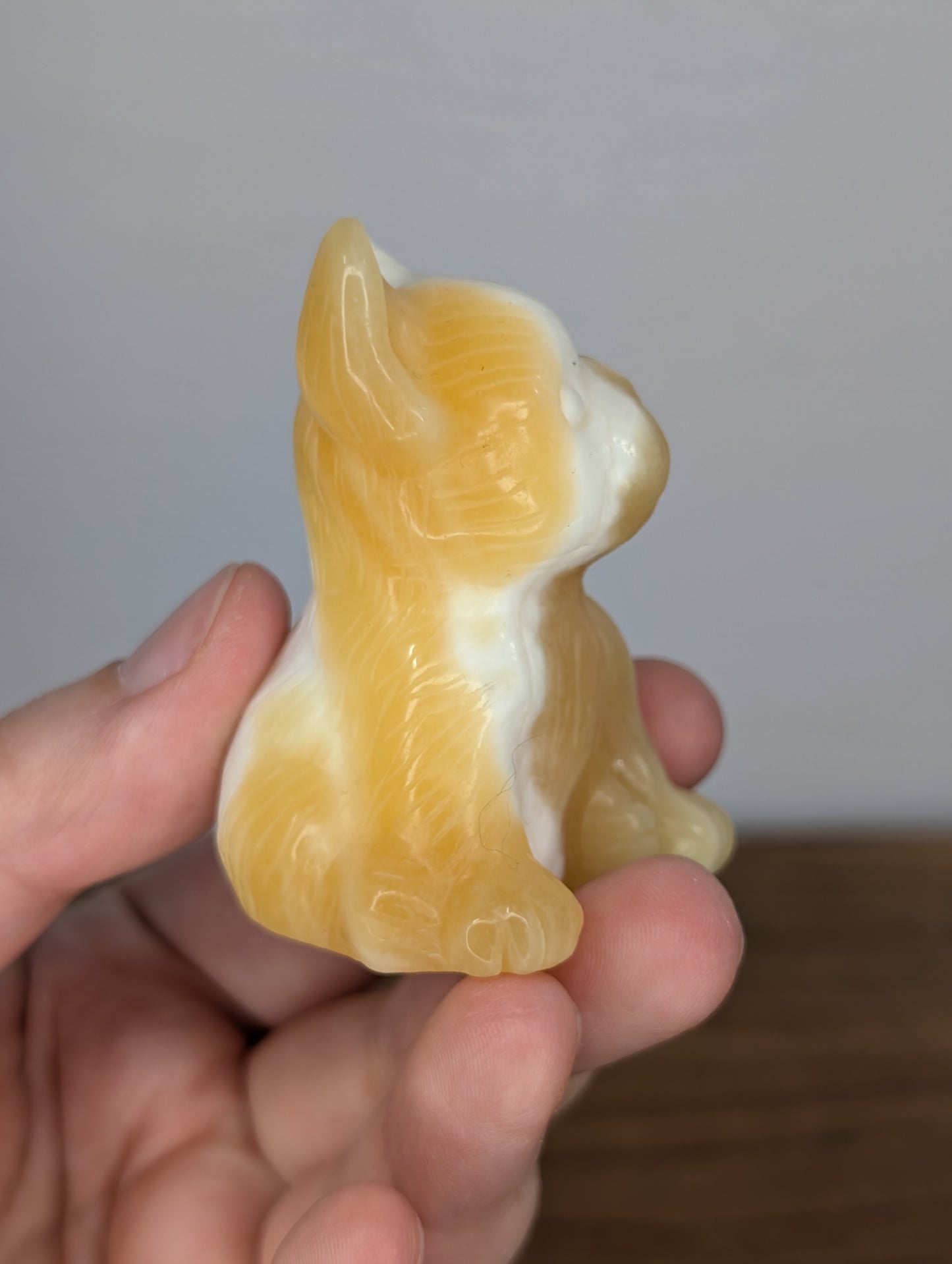 Orange Calcite Frenchie Carving (BF07)