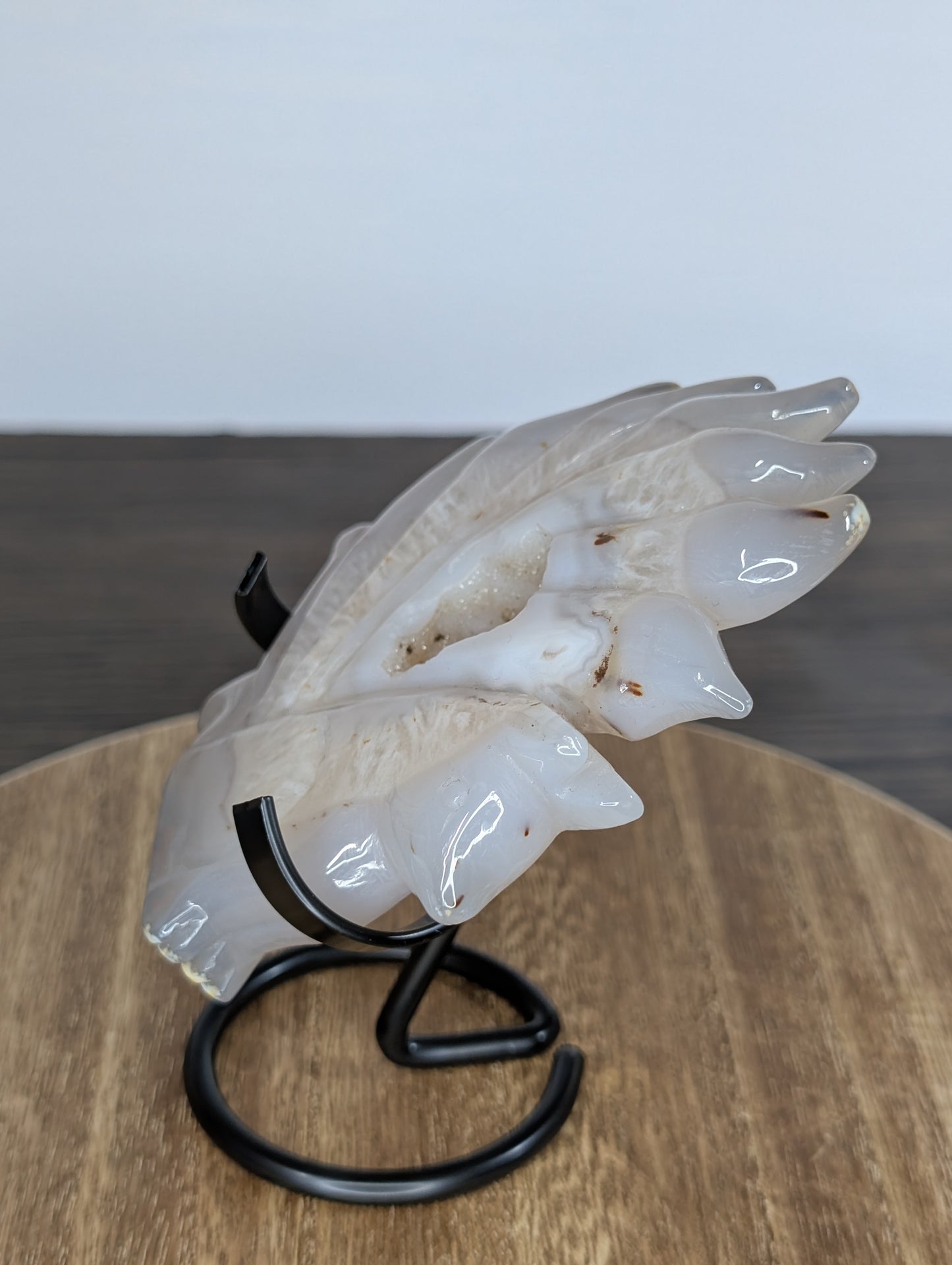 Druzy Agate Nine Tail Fox Carving w/ Stand (P38)