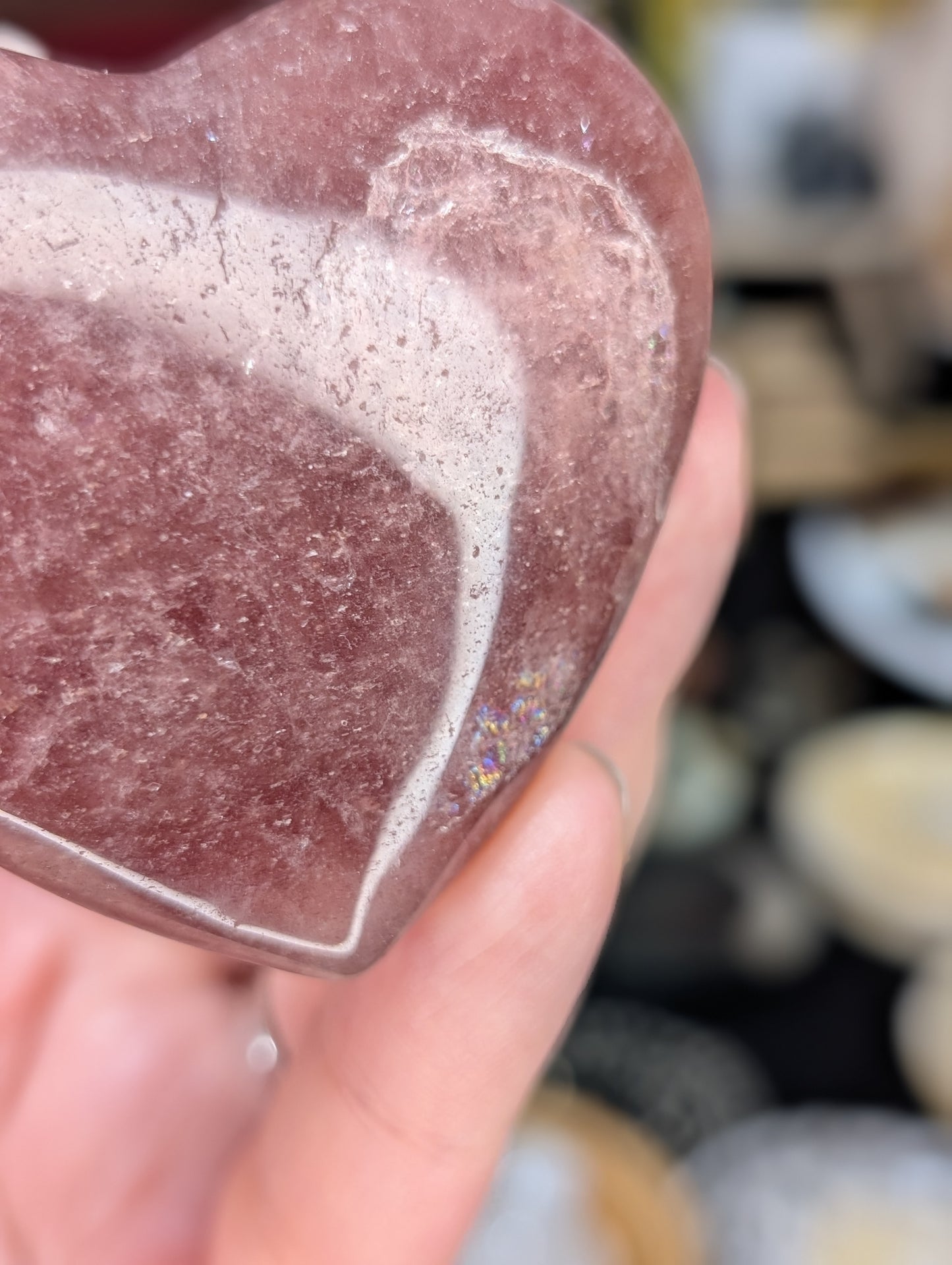 Strawberry Quartz Heart Carving