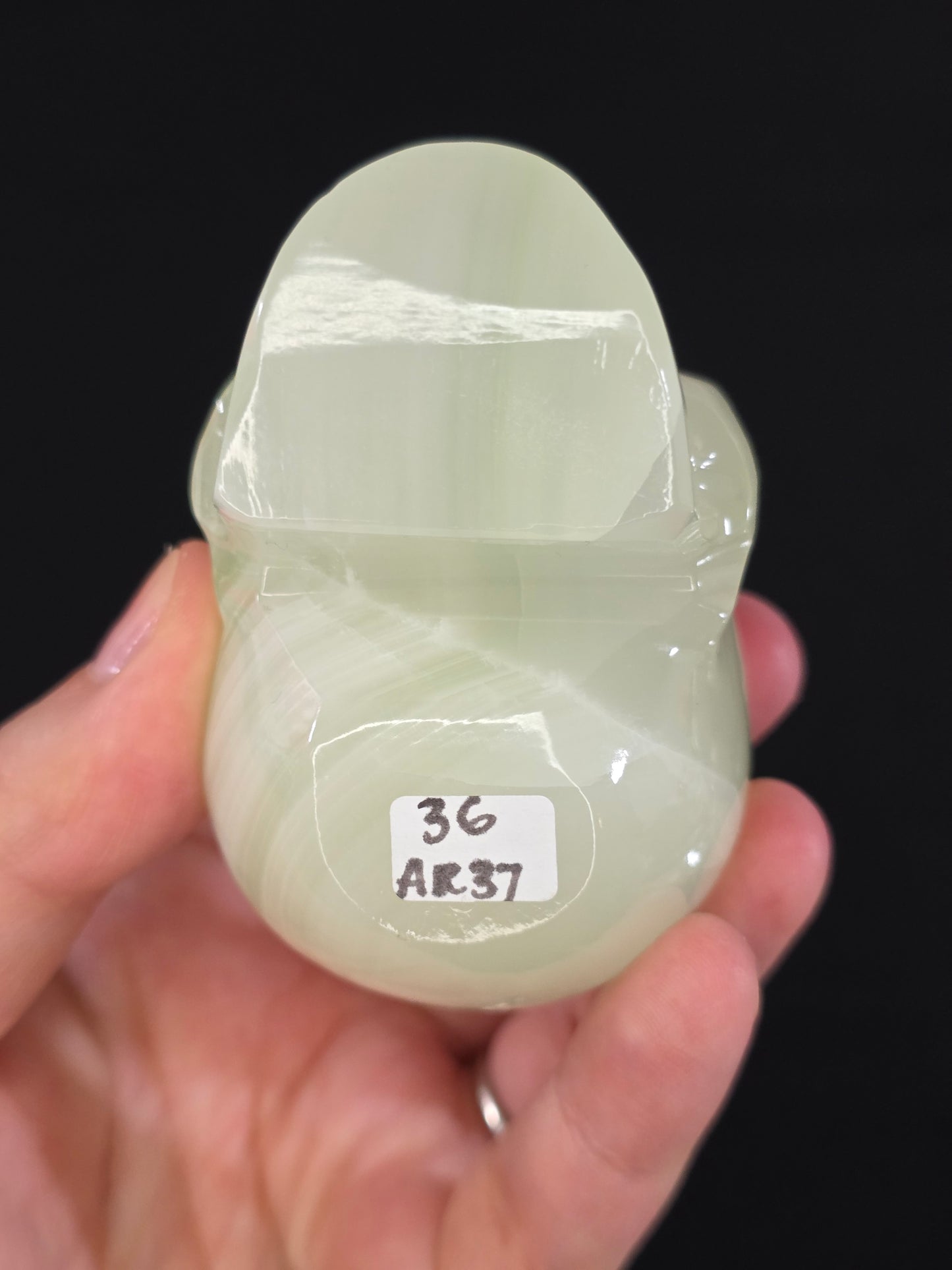 Mexican Green Calcite Skull Carving