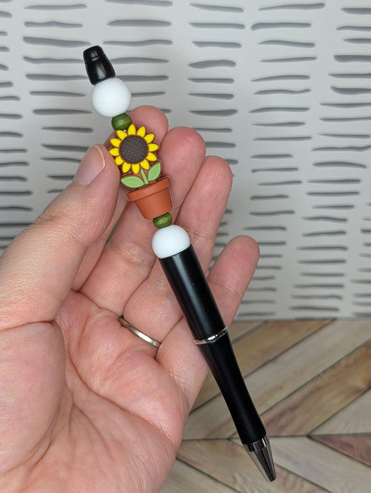 Yellow Sunflower Beaded Pen