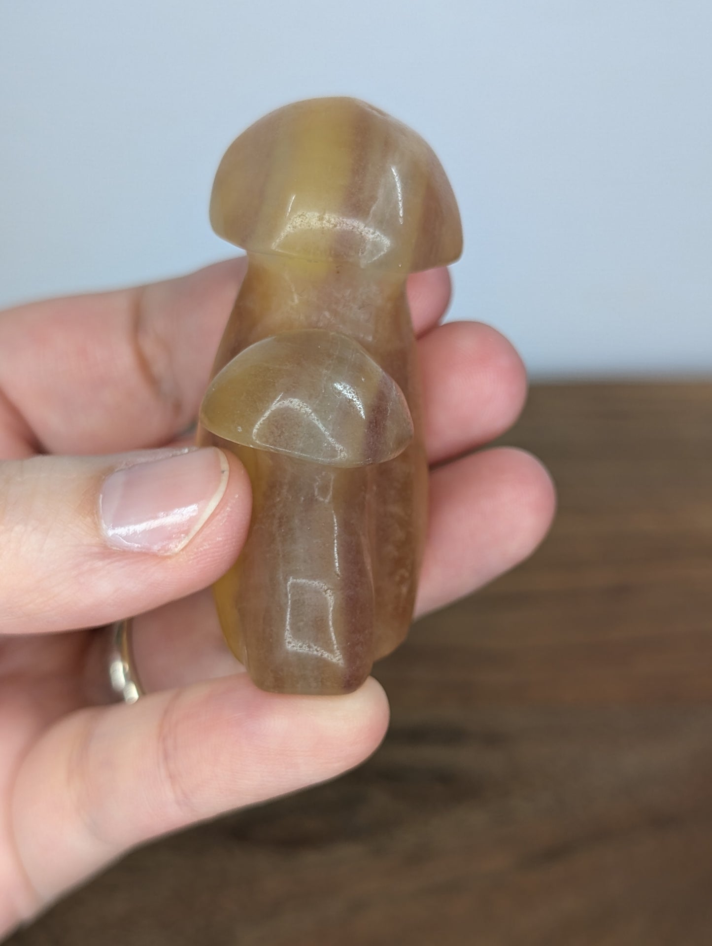 Yellow Fluorite Double Mushroom Carving (D21)