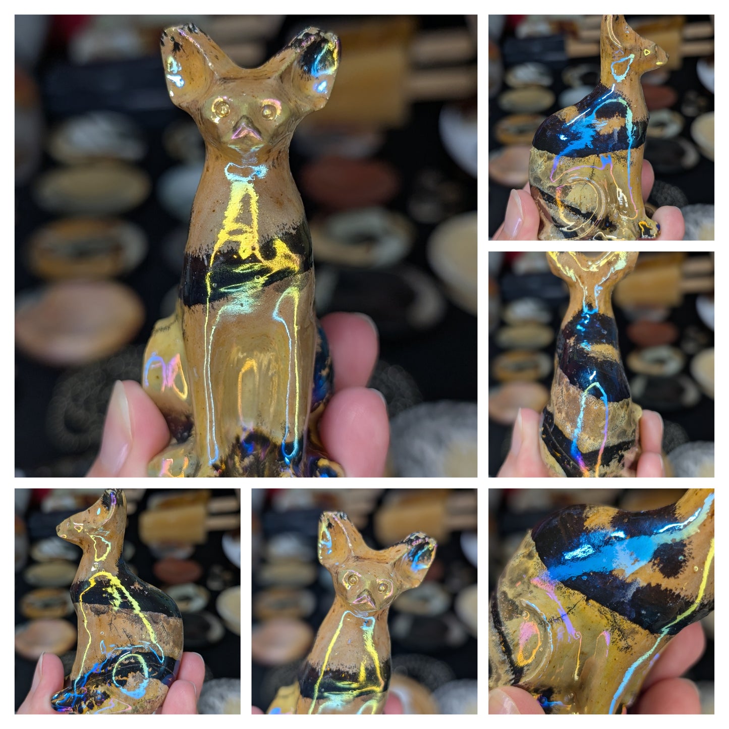 Aura Coated Picture Jasper Sphinx Carving
